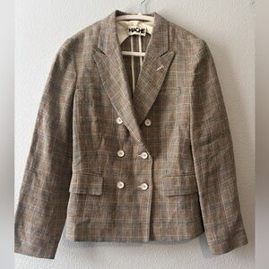 HACHE DOUBLE BREASTED PLAID JACKET
